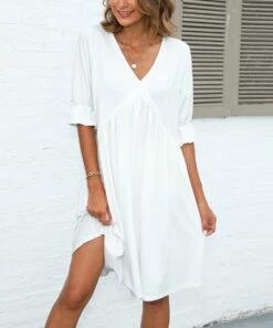 Deals π Pink Daisy White Ruffle-Sleeve Surplice π Dress - Plus π