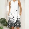 Top 10 🔔 Pink Daisy White & Black Floral Pocket Sleeveless Shift 👗 Dress - 👩 Women 🥰