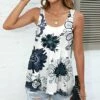 Best reviews of 👍 Pink Daisy White & Navy Floral Scoop Neck Tank - 👩 Women & Plus 🎁