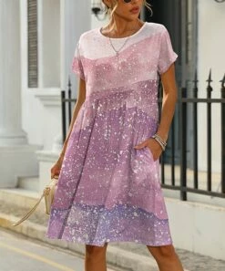 New β¨ Pink Daisy Pink & White Splatter Pocket Short-Sleeve A-Line π Dress - Plus β€οΈ