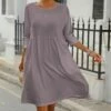 New 😀 Pink Daisy Dusty Purple A-Line 👗 Dress - 👩 Women 🛒