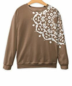 Flash Sale 🥰 Pink Daisy Brown & White Mandala Crewneck Sweatshirt - 👩 Women 😀