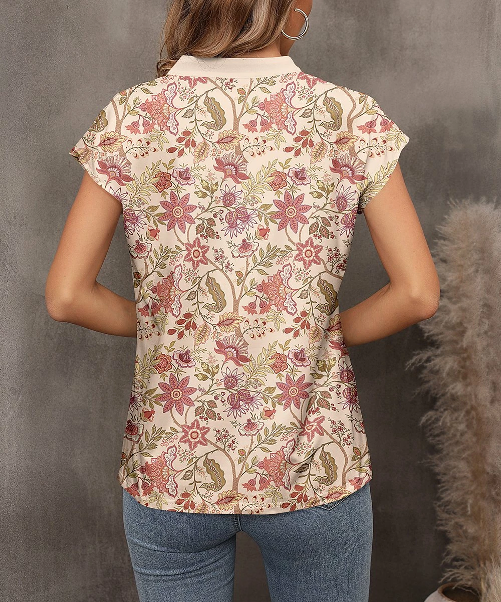 Cheapest β¨ Pink Daisy Blush Floral Notch-Neck Top - π© Women π - Image 2