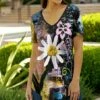 Best reviews of ⭐ Lily Yellow & Pink Abstract Daisy V-Neck Tunic - Plus 🤩