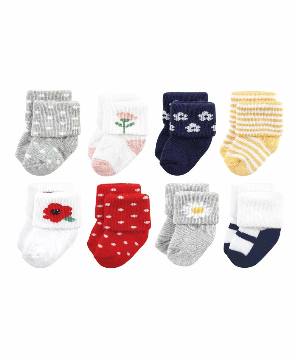 Hot Sale β Hudson Baby White & Red Wildflower Eight-Pair 𧦠Socks Set - Infant π