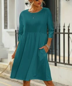 Best reviews of π₯° Pink Daisy Teal Three-Quarter Sleeve A-Line π Dress - π© Women π₯
