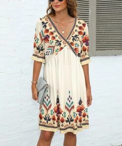 Wholesale π Pink Daisy Yellow & Orange Floral V-Neck Shift π Dress - Plus π