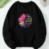 Hot Sale 😍 Teedino Black & Pink 'Be A Daisy' Fleece-Lined Sweatshirt - 👩 Women 🛒