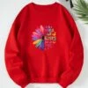 Buy 😍 Teedino Red & Pink 'Be A Daisy' Fleece-Lined Sweatshirt - 👩 Women 🔥