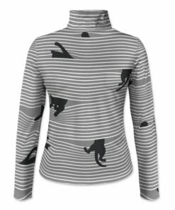 Buy ✔️ Pink Daisy Gray & Black Cat Lines Long-Sleeve Turtleneck - 👩 Women ✔️
