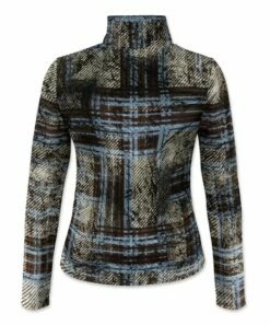 Outlet ✨ Pink Daisy Blue & Brown Abstract Plaid Long-Sleeve Turtleneck - Plus 🌟