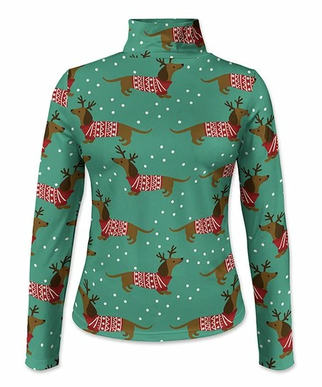 Best reviews of π Pink Daisy Green & Red Sweater Dachshund Turtleneck - π© Women π