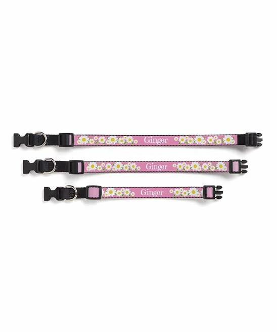 Brand new ๐ Personalized Planet 16'' Pink Daisy Personalized Name ๐ถ Dog Collar ๐