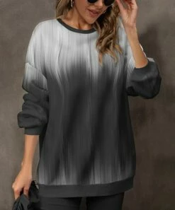 New 😉 Pink Daisy White & Gray Abstract Crewneck Sweatshirt - 👩 Women & Plus 😉