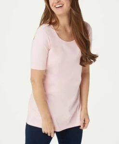 New ✔️ Isaac Mizrahi Live! Pink Ice Essentials Pima Cotton-Blend Swing Tee - 👩 Women 🤩