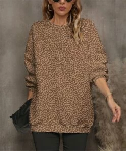 Best reviews of 😉 Pink Daisy Tan & Brown Leopard Crewneck Sweatshirt - 👩 Women & Plus 🛒