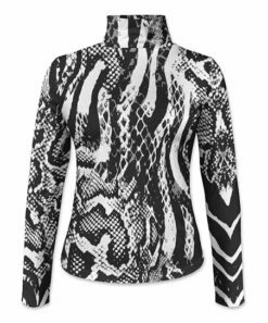Hot Sale 🎁 Pink Daisy Black & White Abstract Snake Turtleneck - 👩 Women & Plus 👏