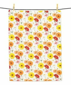 Hot Sale 🔥 Abbott Yellow & Pink Gerbera Daisy Tea Towel ⭐