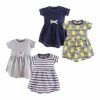 Cheap ✨ Touched By Nature Heather Gray & Navy Stripe Lemon Short-Sleeve Organic Cotton A-Line 👗 Dress Set - Infant & Toddler ❤️