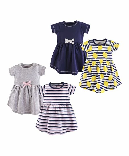 Cheap β¨ Touched By Nature Heather Gray & Navy Stripe Lemon Short-Sleeve Organic Cotton A-Line π Dress Set - Infant & Toddler β€οΈ