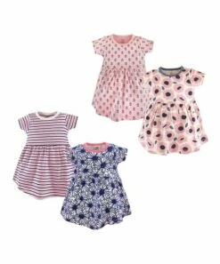 Budget ✔️ Touched By Nature Pink & Blue Daisy Blossom Short-Sleeve Organic Cotton A-Line 👗 Dress Set - Infant & Toddler 🥰