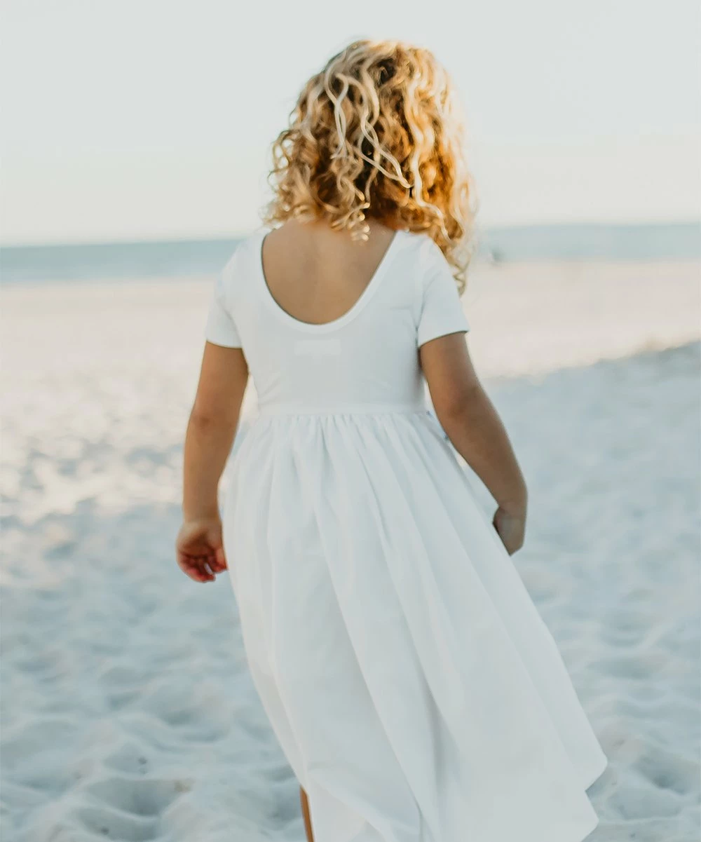 Discount π₯° Oopsie Daisy White & Pink Rainbow Short-Sleeve Hi-Low π Dress - Toddler & π§ Girls π - Image 4