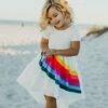 Discount 🥰 Oopsie Daisy White & Pink Rainbow Short-Sleeve Hi-Low 👗 Dress - Toddler & 👧 Girls 🎉