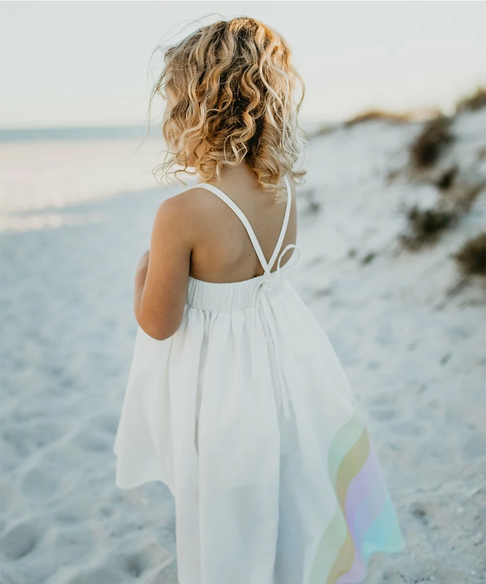 Brand new π Oopsie Daisy White & Pink Rainbow Sleeveless Hi-Low π Dress - π§ Girls β - Image 2