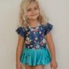 Budget 🛒 Oopsie Daisy Navy & Pink Floral 👗 Skirted Angel-Sleeve Leotard - 👧 Girls 💯