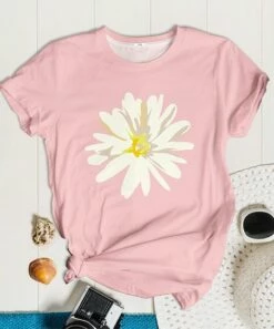 Best reviews of 🔥 PixieLady Pink & White Daisy Short-Sleeve Crewneck Tee - 👩 Women 🌟