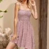 Best reviews of 😍 GYK Pink Daisy Tie-Strap Smocked A-Line 👗 Dress - 👩 Women 😉