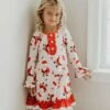 Brand new 👏 Oopsie Daisy Red & Pink Santa Ruffle-Detail Long-Sleeve 👗 Dress - Toddler ⌛