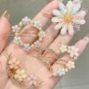 Budget 🧨 Lady Arya Yellow & Pink Crystal Daisy Pavé Hair Clip Set 🔥
